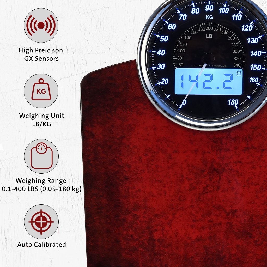 Highly Advance 2-in-1 Digital & Analog Weighing Scale Red