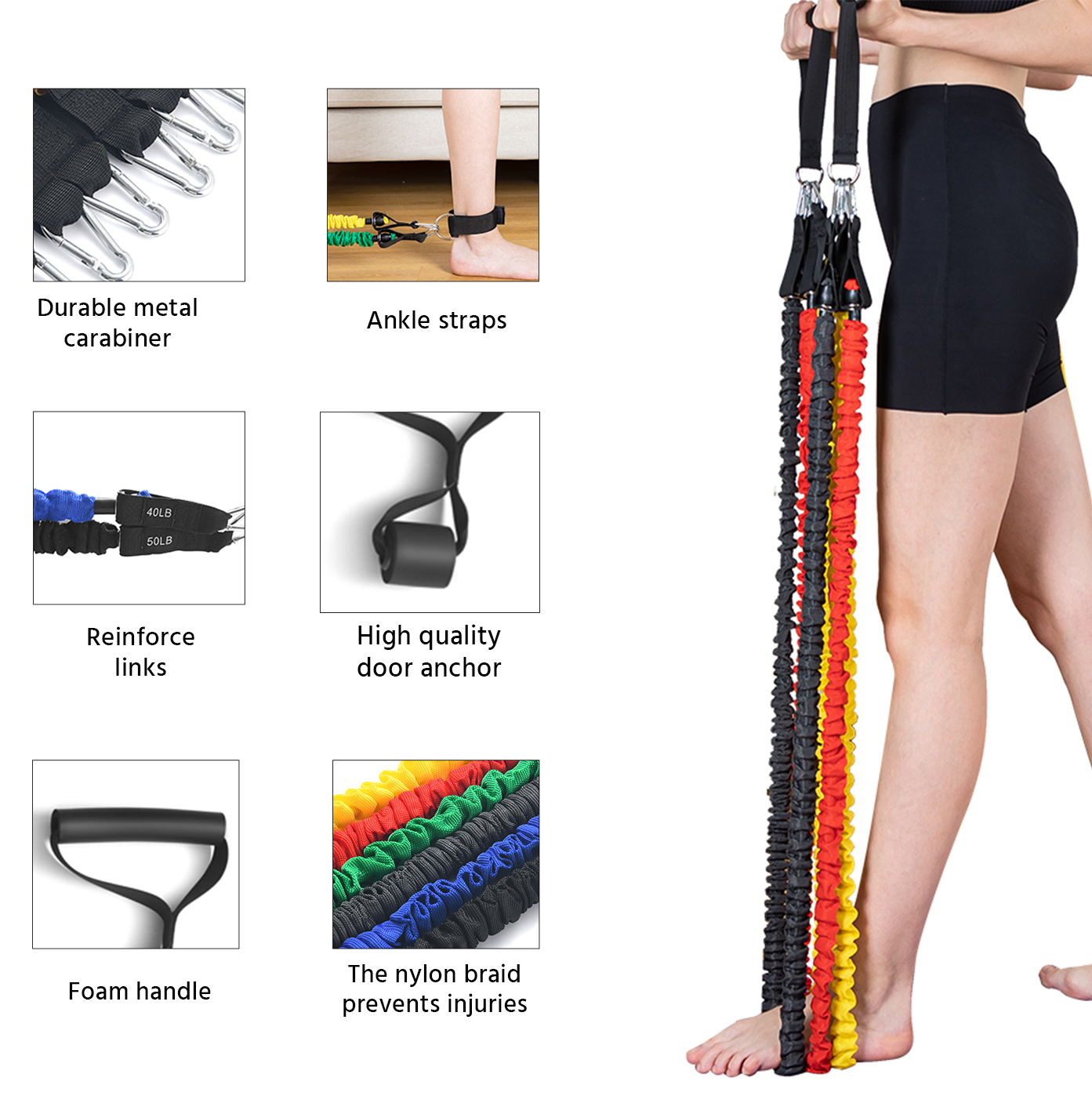 Resistance Band Kit with Heavy Duty Protective Sleeves