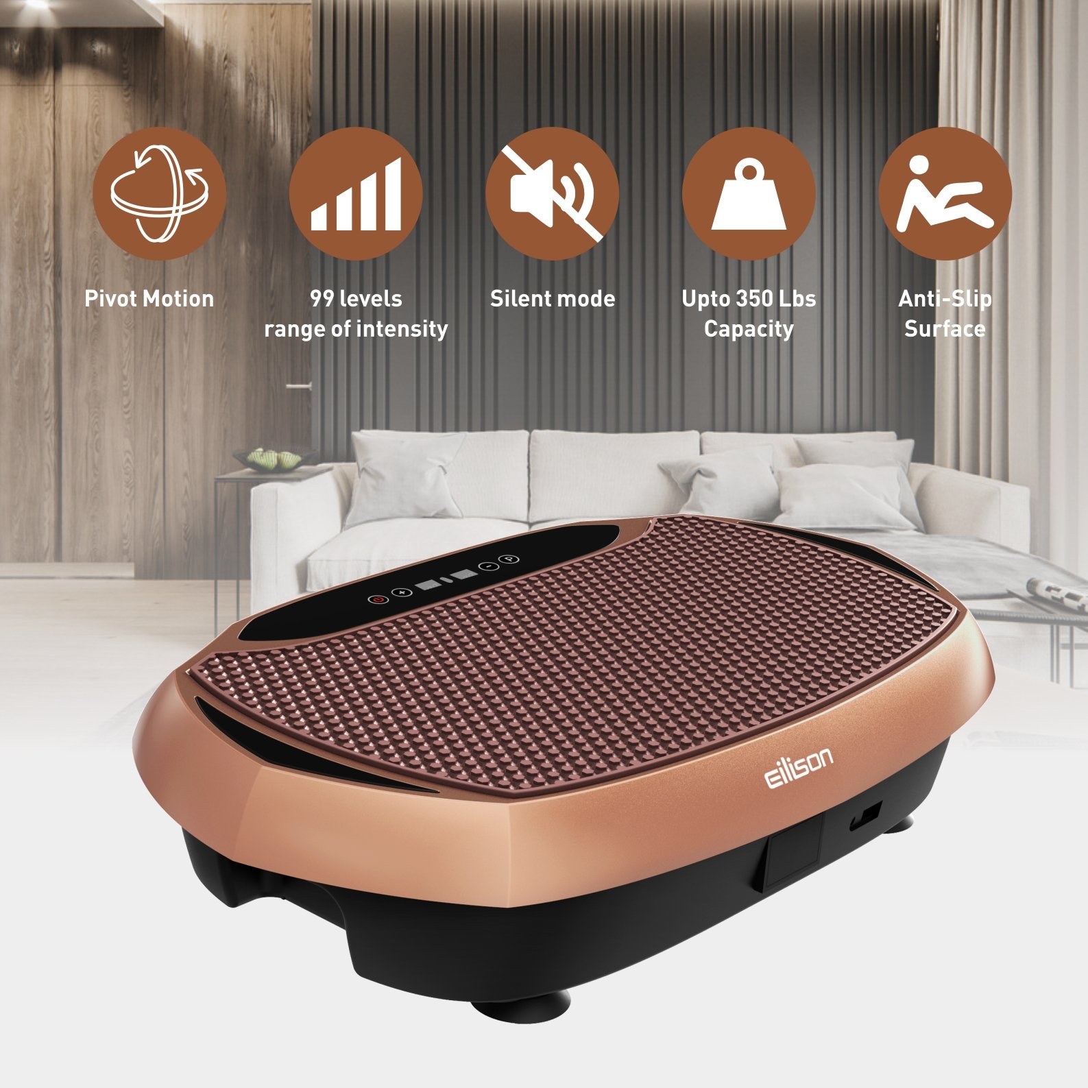 Eilison Global Bolt Vibration Plate Exercise Machine Brown