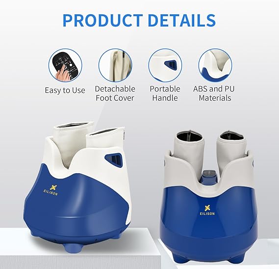 Air Compressed Leg Massager with Heating and Kneading Rolling - Blue