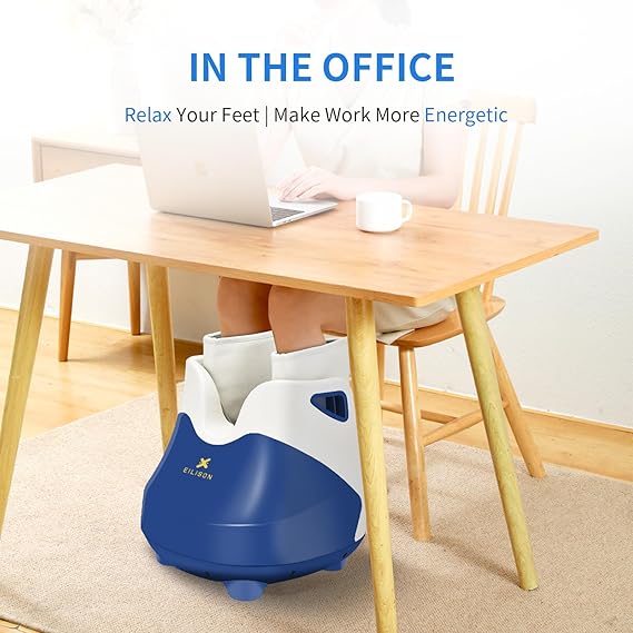 Air Compressed Leg Massager with Heating and Kneading Rolling - Blue