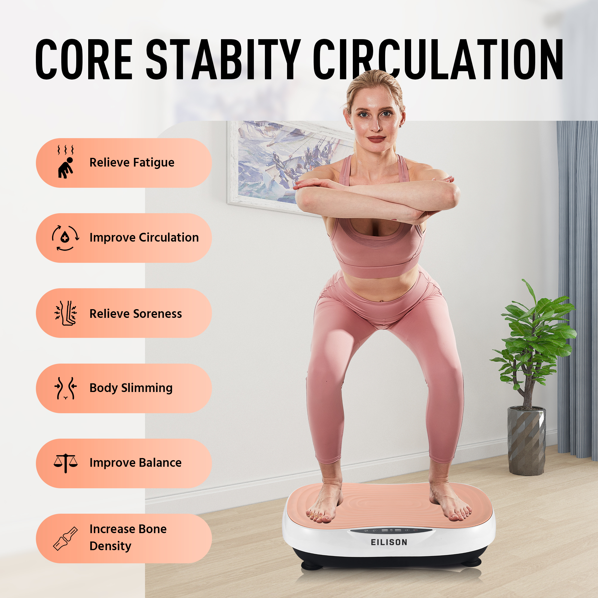 EILISON Glory Vibration Plate Exercise Machine(Glory Pink)