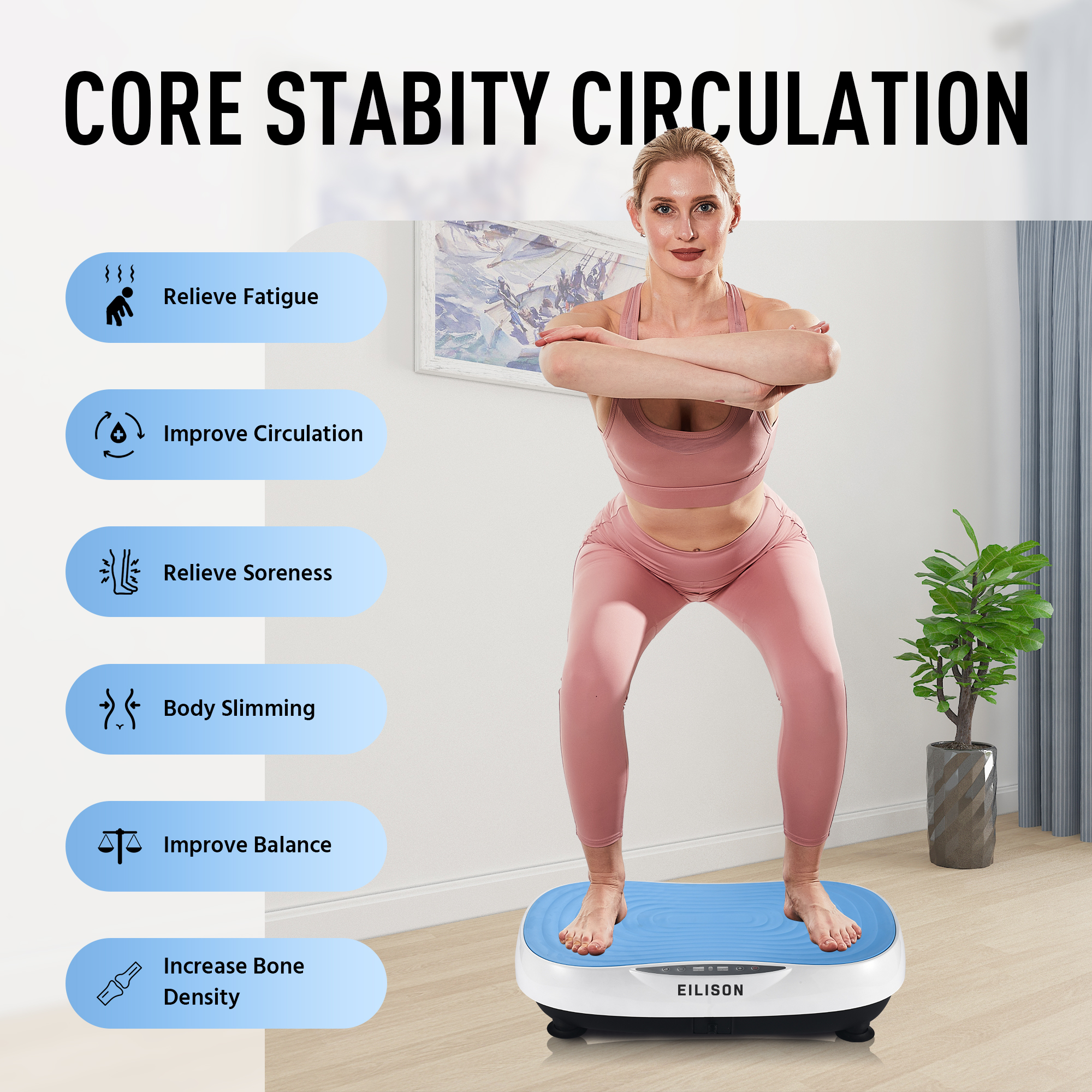 EILISON Glory Vibration Plate Exercise Machine (Glory Blue)