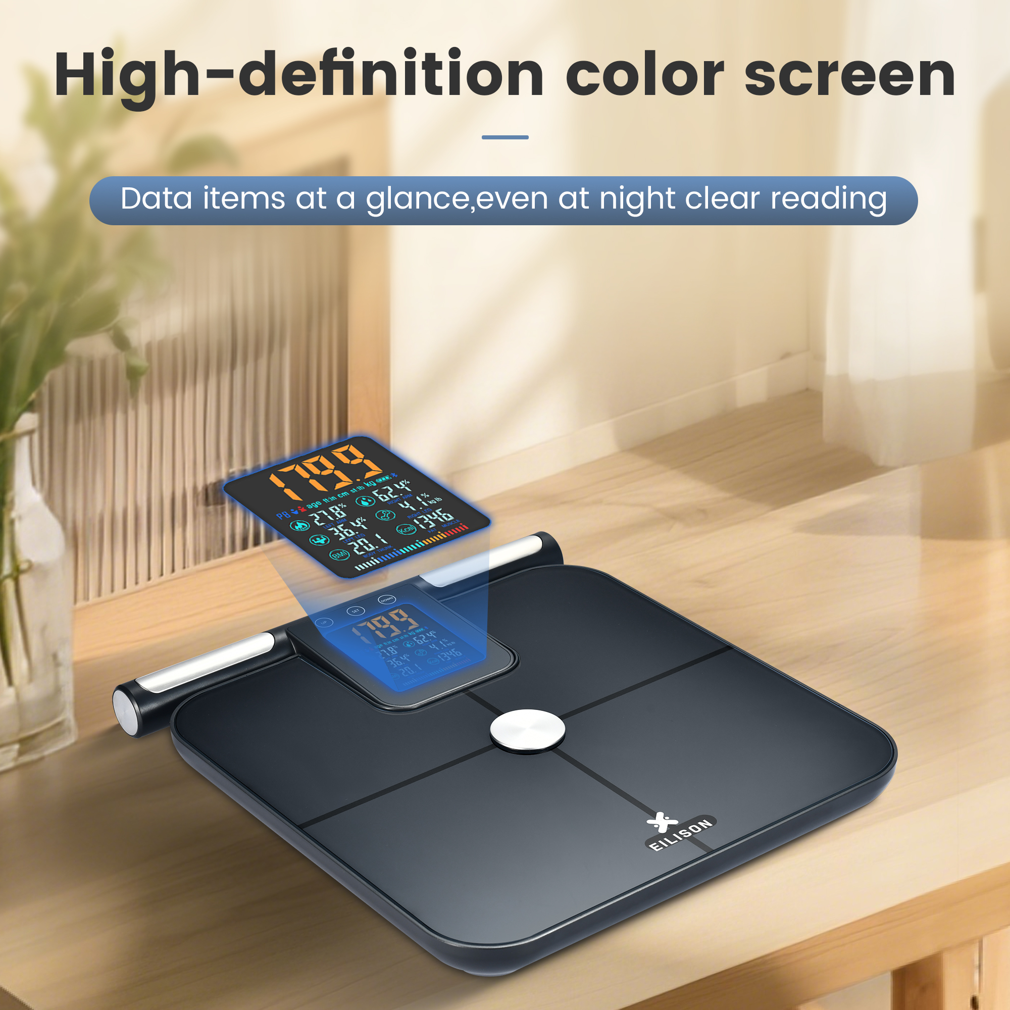 EILISON 8-Electrode Body Fat Scale with ITO Coating & BIA Tech, Digital Bathroom Scale(Grey)